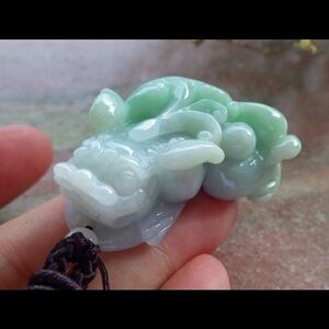 Certificate JADEITE Jade Hand Carved Apple Green Pendant wealth Dragon Pi Xiu